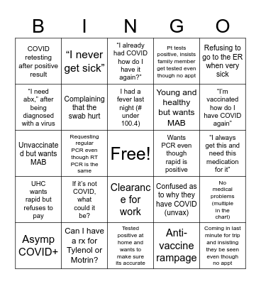 COVID-19 EDITION Bingo Card