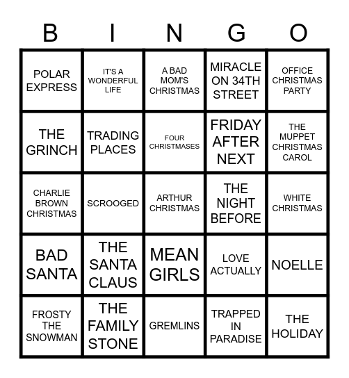 After Christmas Bingo Party Bingo Card