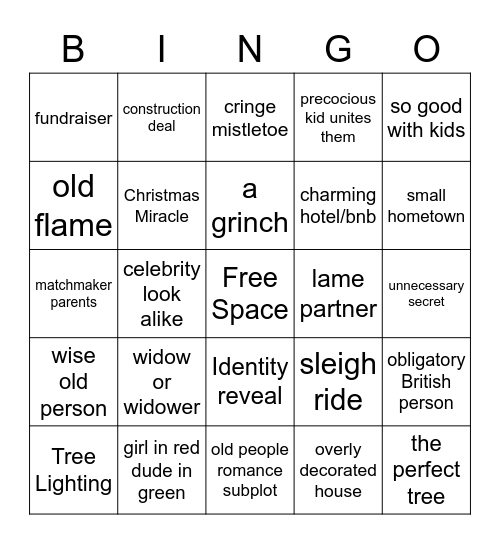 Hallmark Movie Bingo Card