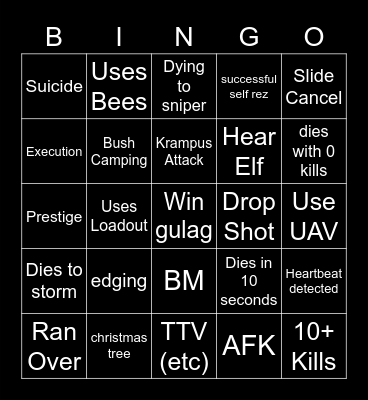 Big Puffer Warzone Bingo Card