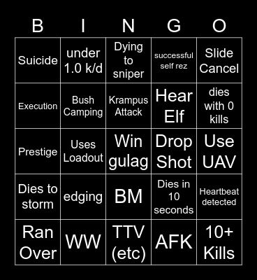 Big Puffer Warzone Bingo Card