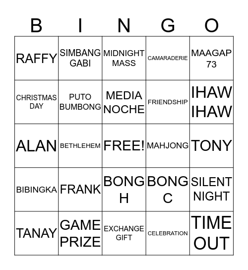 THURSDAY GROUP IN TANAY Bingo Card