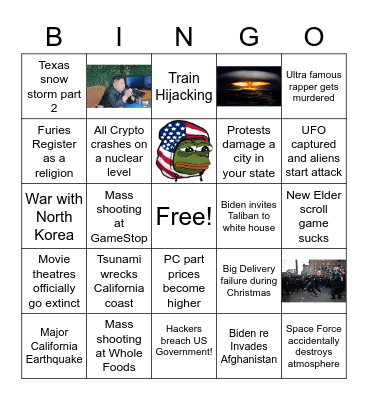 2022 American Disaster Bingo! Bingo Card