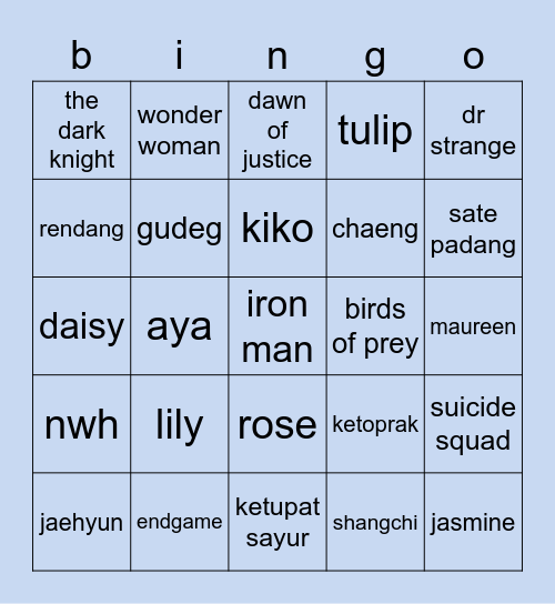 kyung's Bingo Card