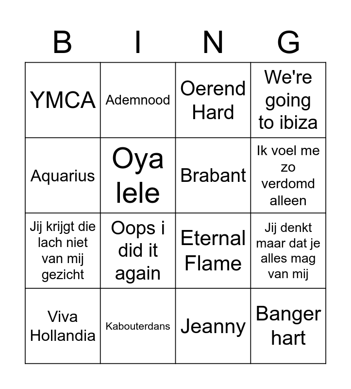 Oud en Nieuw 2021 Bingo Card