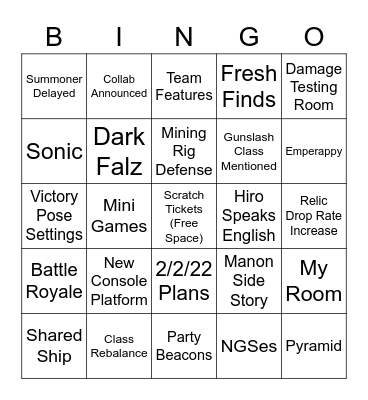 NGS Headline Dec 28th Bingo Card