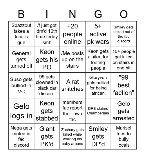 99 CMC Bingo Card