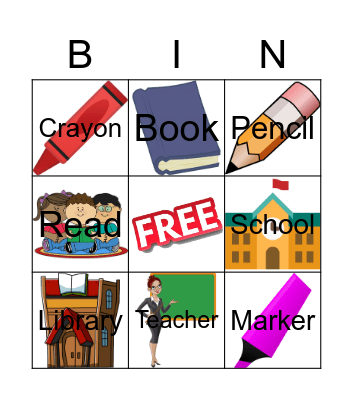 School Bingo Card