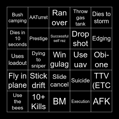 Warzone bingo Card