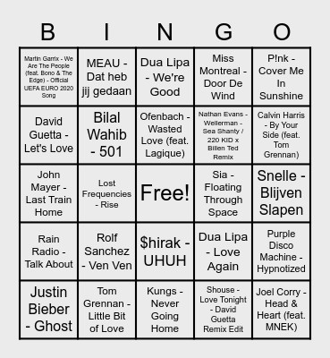 Muziekbingo Jaaroverzicht 2021 Bingo Card