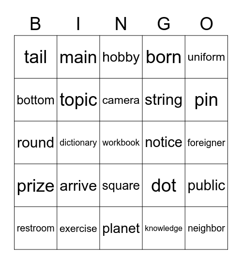 Hanlin U5 B5 Annie Lin Bingo Card