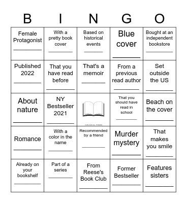 BOOK CHALLENGE 2022 Read a book .... Bingo Card