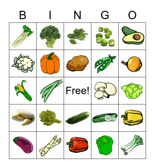 De groenten Bingo Card