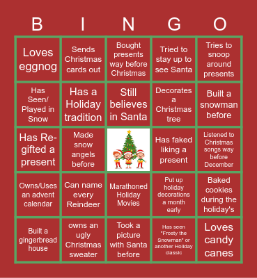 Virtual Holiday Bingo Card