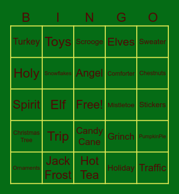 UAII HOLIDAY B-I-N-G-O Bingo Card