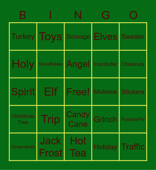 UAII HOLIDAY B-I-N-G-O Bingo Card