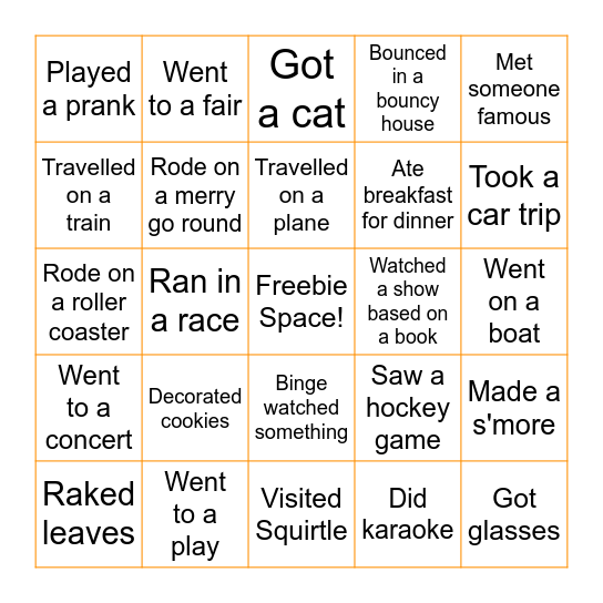 NYE Party Guest Bingo Card