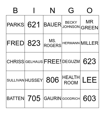 Meade Middle 2015 Bingo Card