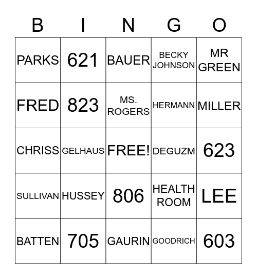 Meade Middle 2015 Bingo Card