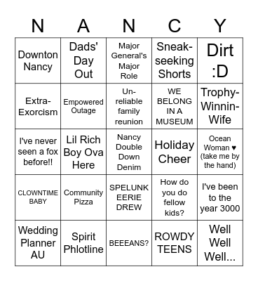 Nance-Three Drew Bingo Card