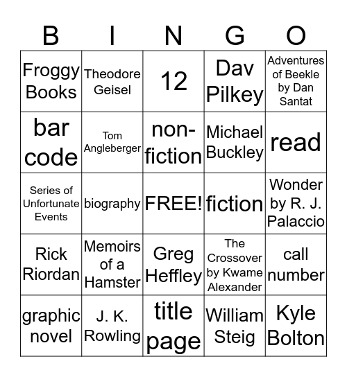 Library Bingo Card