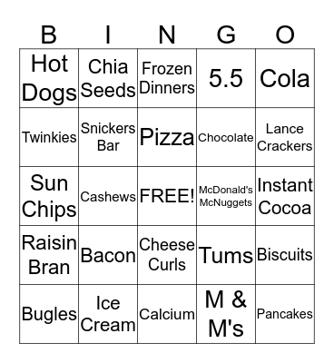 Bone Health Bingo Card