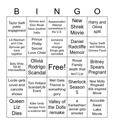 2022 Bingo Card
