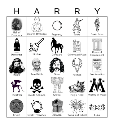 Harry Potter and the Order of the Phoenix Bingo Card