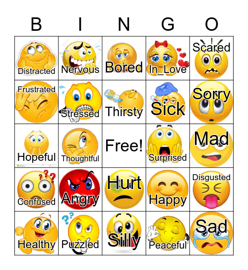 Feelings Bingo Card