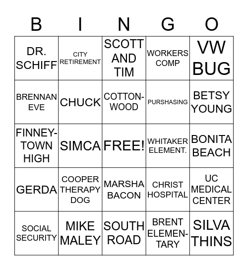 DONNA MALEY RETIREMENT BINGO Card