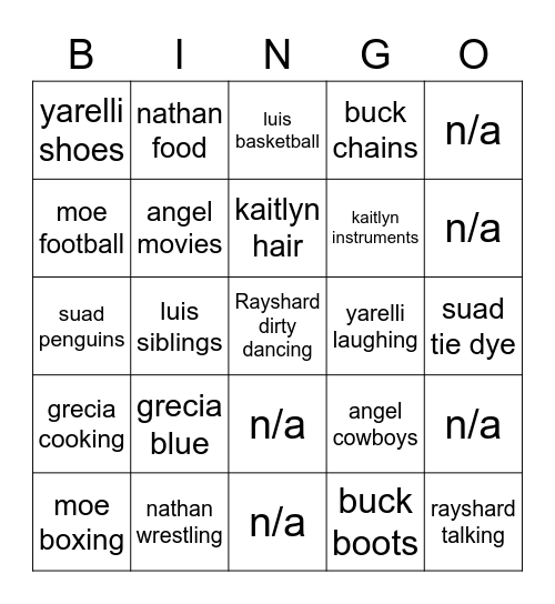Untitled Bingo Card