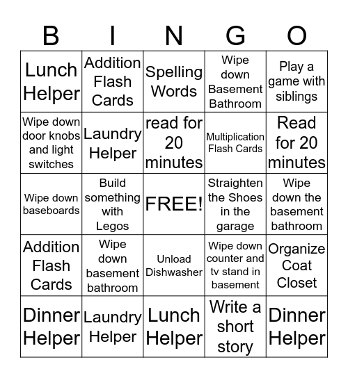 Bryce's Bingo Card