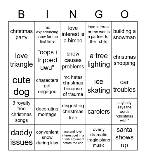 Hallmark Christmas Bingo Card