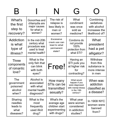 Knowledge Bingo Card