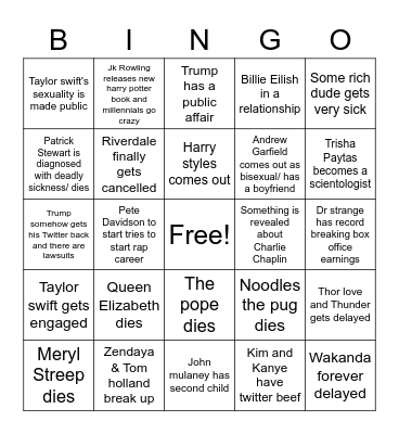 2022 bingo Card