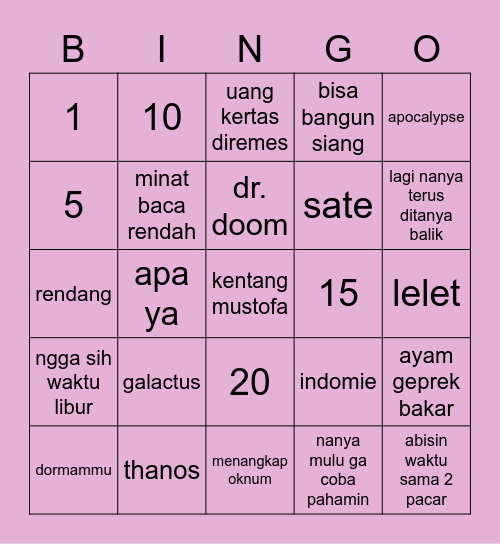 ayaulym Bingo Card