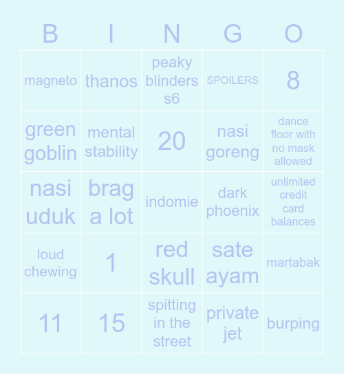 miya Bingo Card