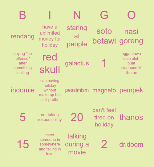 nay Bingo Card