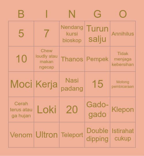 Sohee. Bingo Card