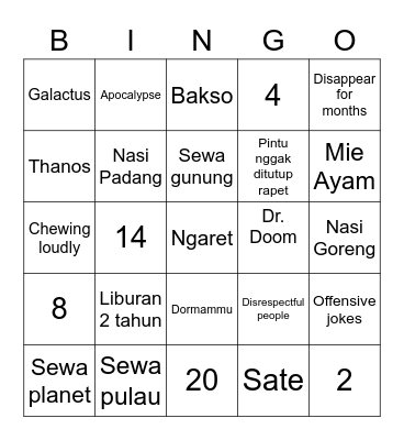 Jaehyun Bingo Card