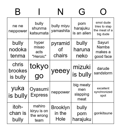 CyberFight Bingo Card