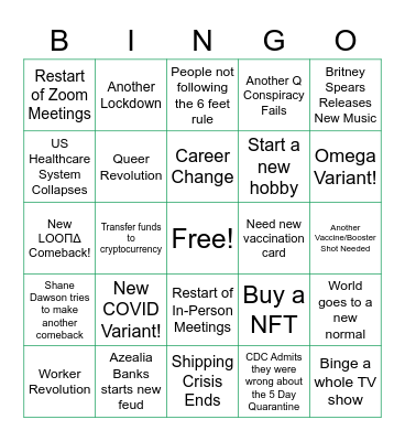 2022 Bingo Card