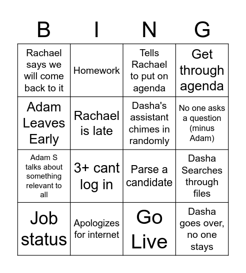 Target Recruit Bingo Card