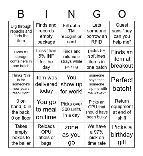 Fulfillment Bingo Card