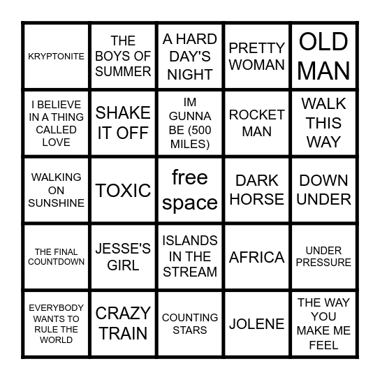 COUNTRY COVERS Bingo Card