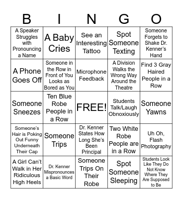 Whitney Young '15 Graduation Bingo! Bingo Card