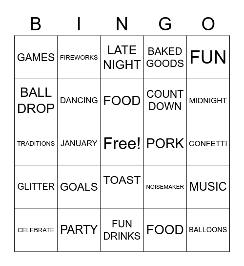 NEW YEARS!!! Bingo Card
