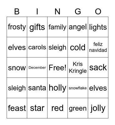 Christmas Bingo Card
