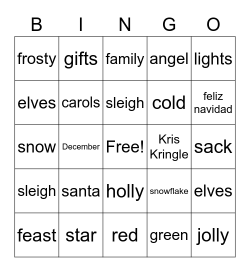 Christmas Bingo Card