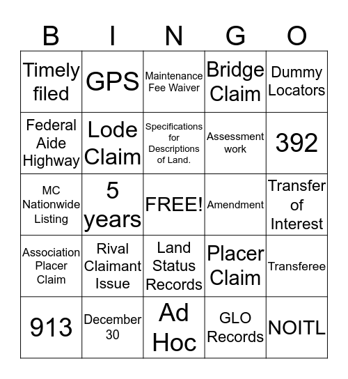 Mod 3 Bingo Card